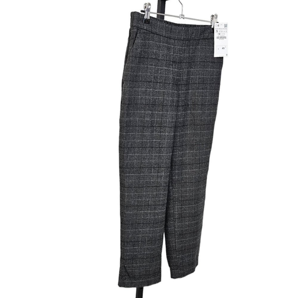 Zara Womens Check Plaid Soft  Straight Leg Pull On Pants Size Small NWT - Picture 6 of 8